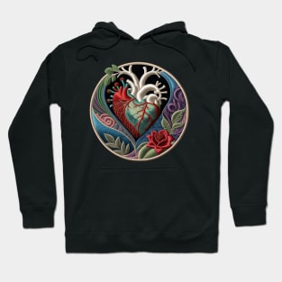 Black Hole Heart Embroidered Patch Hoodie